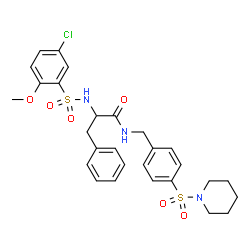 ChemSpider 2D Image | Nalpha-[(5-Chloro-2-methoxyphenyl)sulfonyl]-N-[4-(1-piperidinylsulfonyl)benzyl]phenylalaninamide | C28H32ClN3O6S2