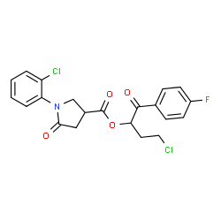 ChemSpider 2D Image | 4-Chloro-1-(4-fluorophenyl)-1-oxo-2-butanyl 1-(2-chlorophenyl)-5-oxo-3-pyrrolidinecarboxylate | C21H18Cl2FNO4