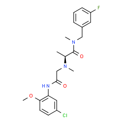 ChemSpider 2D Image | N~2~-{2-[(5-Chloro-2-methoxyphenyl)amino]-2-oxoethyl}-N-(3-fluorobenzyl)-N,N~2~-dimethyl-L-alaninamide | C21H25ClFN3O3