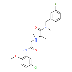 ChemSpider 2D Image | (2R)-N-{2-[(5-Chloro-2-methoxyphenyl)amino]-2-oxoethyl}-1-[(3-fluorobenzyl)(methyl)amino]-N-methyl-1-oxo-2-propanaminium | C21H26ClFN3O3