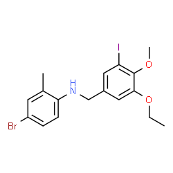 ChemSpider 2D Image | 4-Bromo-N-(3-ethoxy-5-iodo-4-methoxybenzyl)-2-methylaniline | C17H19BrINO2