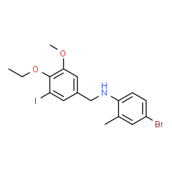 ChemSpider 2D Image | 4-Bromo-N-(4-ethoxy-3-iodo-5-methoxybenzyl)-2-methylaniline | C17H19BrINO2