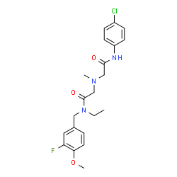 ChemSpider 2D Image | 2-[{2-[(4-Chlorophenyl)amino]-2-oxoethyl}(methyl)amino]-N-ethyl-N-(3-fluoro-4-methoxybenzyl)acetamide | C21H25ClFN3O3