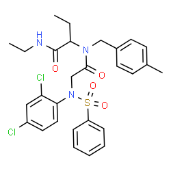 ChemSpider 2D Image | 2-{[N-(2,4-Dichlorophenyl)-N-(phenylsulfonyl)glycyl](4-methylbenzyl)amino}-N-ethylbutanamide | C28H31Cl2N3O4S