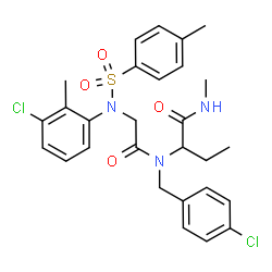 ChemSpider 2D Image | 2-[(4-Chlorobenzyl){N-(3-chloro-2-methylphenyl)-N-[(4-methylphenyl)sulfonyl]glycyl}amino]-N-methylbutanamide | C28H31Cl2N3O4S