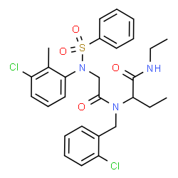 ChemSpider 2D Image | 2-{(2-Chlorobenzyl)[N-(3-chloro-2-methylphenyl)-N-(phenylsulfonyl)glycyl]amino}-N-ethylbutanamide | C28H31Cl2N3O4S
