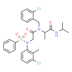 ChemSpider 2D Image | N-(3-Chloro-2-methylphenyl)-N-(phenylsulfonyl)glycyl-N~2~-(2-chlorobenzyl)-N-isopropylalaninamide | C28H31Cl2N3O4S