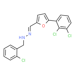 ChemSpider 2D Image | (2E)-1-(2-Chlorobenzyl)-2-{[5-(2,3-dichlorophenyl)-2-furyl]methylene}hydrazine | C18H13Cl3N2O