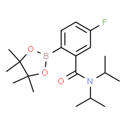 ChemSpider 2D Image | 5-Fluoro-N,N-diisopropyl-2-(4,4,5,5-tetramethyl-1,3,2-dioxaborolan-2-yl)benzamide | C19H29BFNO3