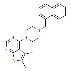 ChemSpider 2D Image | 5,6-Dimethyl-4-[4-(1-naphthylmethyl)-1-piperazinyl]thieno[2,3-d]pyrimidine | C23H24N4S