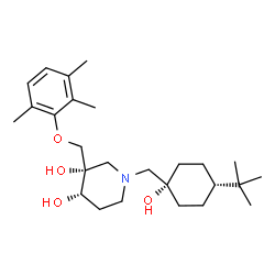 ChemSpider 2D Image | (3S,4S)-1-{[cis-1-Hydroxy-4-(2-methyl-2-propanyl)cyclohexyl]methyl}-3-[(2,3,6-trimethylphenoxy)methyl]-3,4-piperidinediol | C26H43NO4