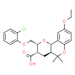 ChemSpider 2D Image | (2R,3S,4aS,10bS)-2-[(2-Chlorophenoxy)methyl]-9-ethoxy-5,5-dimethyl-3,4,4a,10b-tetrahydro-2H,5H-pyrano[3,2-c]chromene-3-carboxylic acid | C24H27ClO6