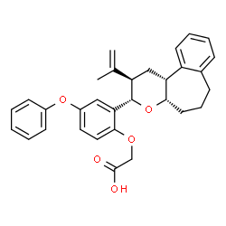 ChemSpider 2D Image | {2-[(2R,3S,4aS,11bR)-2-Isopropenyl-1,2,3,4a,5,6,7,11b-octahydrobenzo[3,4]cyclohepta[1,2-b]pyran-3-yl]-4-phenoxyphenoxy}acetic acid | C31H32O5