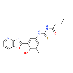 ChemSpider 2D Image | N-{[4-Hydroxy-3-methyl-5-([1,3]oxazolo[4,5-b]pyridin-2-yl)phenyl]carbamothioyl}pentanamide | C19H20N4O3S