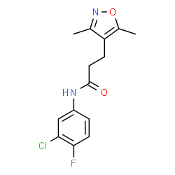 ChemSpider 2D Image | N-(3-Chloro-4-fluorophenyl)-3-(3,5-dimethyl-1,2-oxazol-4-yl)propanamide | C14H14ClFN2O2