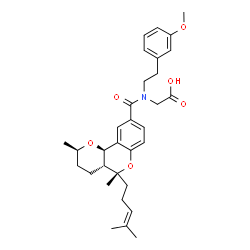 ChemSpider 2D Image | N-{[(2R,4aR,5R,10bR)-2,5-Dimethyl-5-(4-methyl-3-penten-1-yl)-3,4,4a,10b-tetrahydro-2H,5H-pyrano[3,2-c]chromen-9-yl]carbonyl}-N-[2-(3-methoxyphenyl)ethyl]glycine | C32H41NO6