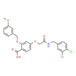 ChemSpider 2D Image | 4-{2-[(3,4-Dichlorobenzyl)amino]-2-oxoethoxy}-2-[(3-methoxybenzyl)oxy]benzoic acid | C24H21Cl2NO6