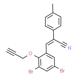 ChemSpider 2D Image | (2Z)-3-[3,5-Dibromo-2-(2-propyn-1-yloxy)phenyl]-2-(4-methylphenyl)acrylonitrile | C19H13Br2NO