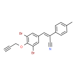 ChemSpider 2D Image | (2Z)-3-[3,5-Dibromo-4-(2-propyn-1-yloxy)phenyl]-2-(4-methylphenyl)acrylonitrile | C19H13Br2NO