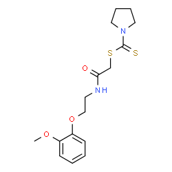 ChemSpider 2D Image | 2-{[2-(2-Methoxyphenoxy)ethyl]amino}-2-oxoethyl 1-pyrrolidinecarbodithioate | C16H22N2O3S2