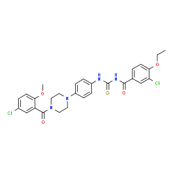 ChemSpider 2D Image | 3-Chloro-N-({4-[4-(5-chloro-2-methoxybenzoyl)-1-piperazinyl]phenyl}carbamothioyl)-4-ethoxybenzamide | C28H28Cl2N4O4S