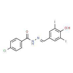 ChemSpider 2D Image | 4-Chloro-N'-[(E)-(4-hydroxy-3,5-diiodophenyl)methylene]benzohydrazide | C14H9ClI2N2O2