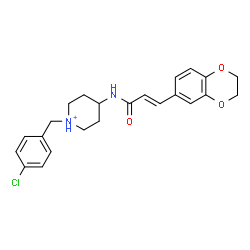 ChemSpider 2D Image | 1-(4-Chlorobenzyl)-4-{[(2E)-3-(2,3-dihydro-1,4-benzodioxin-6-yl)-2-propenoyl]amino}piperidinium | C23H26ClN2O3