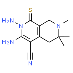 ChemSpider 2D Image | 2,3-Diamino-6,6,7-trimethyl-1-thioxo-1,2,5,6,7,8-hexahydro-2,7-naphthyridine-4-carbonitrile | C12H17N5S