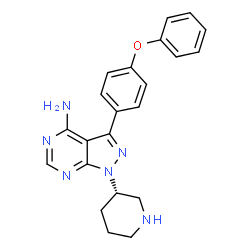 ChemSpider 2D Image | 3-(4-Phenoxyphenyl)-1-[(3S)-3-piperidinyl]-1H-pyrazolo[3,4-d]pyrimidin-4-amine | C22H22N6O