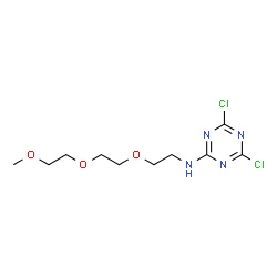 ChemSpider 2D Image | 4,6-Dichloro-N-{2-[2-(2-methoxyethoxy)ethoxy]ethyl}-1,3,5-triazin-2-amine | C10H16Cl2N4O3