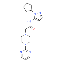 ChemSpider 2D Image | N-(1-Cyclopentyl-1H-pyrazol-5-yl)-2-[4-(2-pyrimidinyl)-1-piperazinyl]acetamide | C18H25N7O