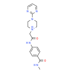 ChemSpider 2D Image | 1-(2-{[4-(Methylcarbamoyl)phenyl]amino}-2-oxoethyl)-4-(2-pyrimidinyl)piperazin-1-ium | C18H23N6O2