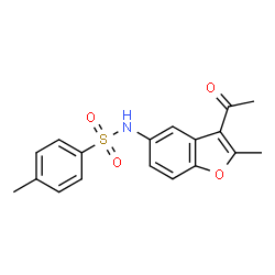 ChemSpider 2D Image | N-(3-Acetyl-2-methyl-benzofuran-5-yl)-4-methyl-benzenesulfonamide | C18H17NO4S