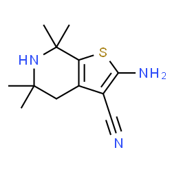 ChemSpider 2D Image | 2-amino-5,5,7,7-tetramethyl-4H,5H,6H,7H-thieno[2,3-c]pyridine-3-carbonitrile | C12H17N3S