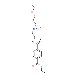 ChemSpider 2D Image | 3-Ethoxy-N-({5-[4-(ethoxycarbonyl)phenyl]-2-furyl}methyl)-1-propanaminium | C19H26NO4