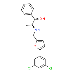 ChemSpider 2D Image | (1R,2S)-2-({[5-(3,5-Dichlorophenyl)-2-furyl]methyl}amino)-1-phenyl-1-propanol | C20H19Cl2NO2