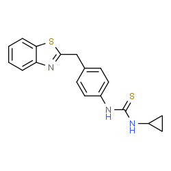 ChemSpider 2D Image | 1-[4-(1,3-Benzothiazol-2-ylmethyl)phenyl]-3-cyclopropylthiourea | C18H17N3S2