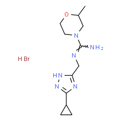 ChemSpider 2D Image | N'-[(3-Cyclopropyl-1H-1,2,4-triazol-5-yl)methyl]-2-methyl-4-morpholinecarboximidamide hydrobromide (1:1) | C12H21BrN6O