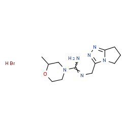 ChemSpider 2D Image | N'-(6,7-Dihydro-5H-pyrrolo[2,1-c][1,2,4]triazol-3-ylmethyl)-2-methyl-4-morpholinecarboximidamide hydrobromide (1:1) | C12H21BrN6O
