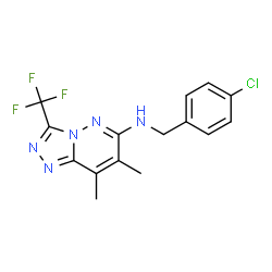 ChemSpider 2D Image | N-(4-Chlorobenzyl)-7,8-dimethyl-3-(trifluoromethyl)[1,2,4]triazolo[4,3-b]pyridazin-6-amine | C15H13ClF3N5