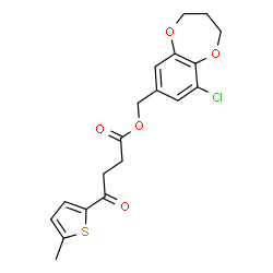 ChemSpider 2D Image | (9-Chloro-3,4-dihydro-2H-1,5-benzodioxepin-7-yl)methyl 4-(5-methyl-2-thienyl)-4-oxobutanoate | C19H19ClO5S