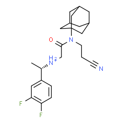 ChemSpider 2D Image | 2-[Adamantan-1-yl(2-cyanoethyl)amino]-N-[(1S)-1-(3,4-difluorophenyl)ethyl]-2-oxoethanaminium | C23H30F2N3O