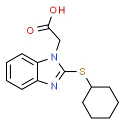 ChemSpider 2D Image | [2-(cyclohexylthio)-1H-benzimidazol-1-yl]acetic acid | C15H18N2O2S