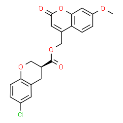ChemSpider 2D Image | (7-Methoxy-2-oxo-2H-chromen-4-yl)methyl (3S)-6-chloro-3-chromanecarboxylate | C21H17ClO6