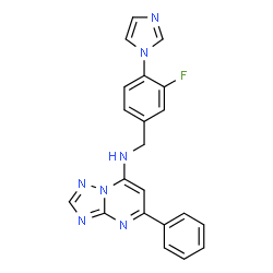 ChemSpider 2D Image | N-[3-Fluoro-4-(1H-imidazol-1-yl)benzyl]-5-phenyl[1,2,4]triazolo[1,5-a]pyrimidin-7-amine | C21H16FN7