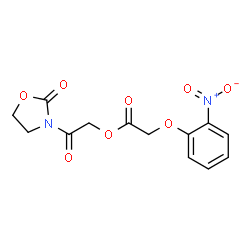 ChemSpider 2D Image | 2-Oxo-2-(2-oxo-1,3-oxazolidin-3-yl)ethyl (2-nitrophenoxy)acetate | C13H12N2O8