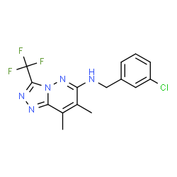 ChemSpider 2D Image | N-(3-Chlorobenzyl)-7,8-dimethyl-3-(trifluoromethyl)[1,2,4]triazolo[4,3-b]pyridazin-6-amine | C15H13ClF3N5