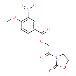 ChemSpider 2D Image | 2-Oxo-2-(2-oxo-1,3-oxazolidin-3-yl)ethyl 4-methoxy-3-nitrobenzoate | C13H12N2O8