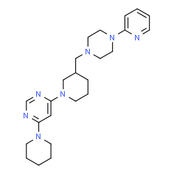 ChemSpider 2D Image | 4-(1-Piperidinyl)-6-(3-{[4-(2-pyridinyl)-1-piperazinyl]methyl}-1-piperidinyl)pyrimidine | C24H35N7