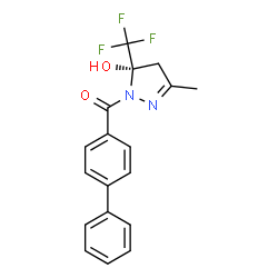 ChemSpider 2D Image | 4-Biphenylyl[(5S)-5-hydroxy-3-methyl-5-(trifluoromethyl)-4,5-dihydro-1H-pyrazol-1-yl]methanone | C18H15F3N2O2